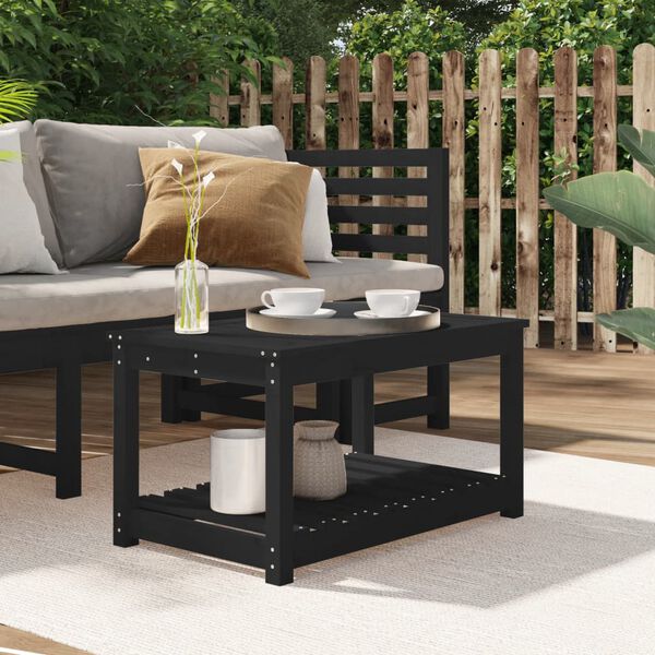 vidaXL Garden Table Black Solid Pine Wood Medium Garden Table