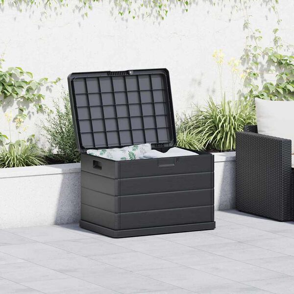 vidaXL Garden Storage Box Anthracite 30.51 x 21.46 x 20.87 in Plastic