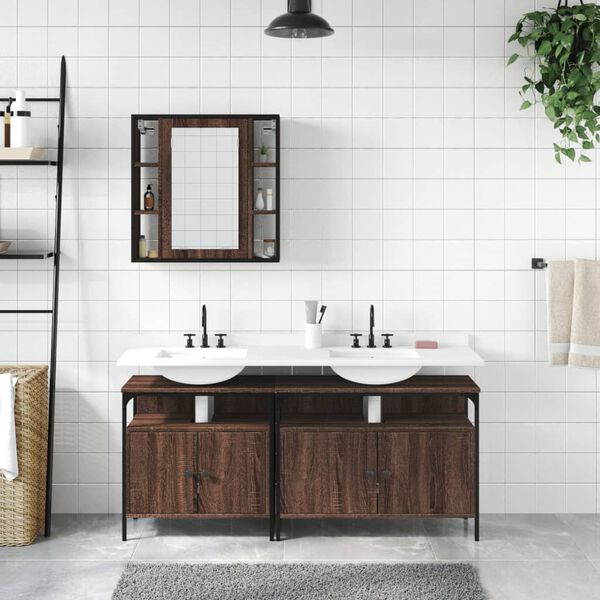vidaXL Bathroom Cabinet Set Brown Oak