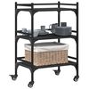 vidaXL Kitchen Trolley Black 19.7"x13.8"x29.7" Engineered Wood