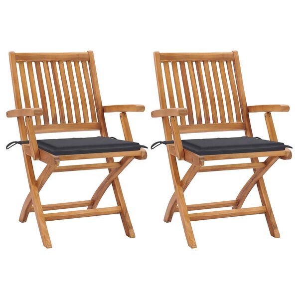 vidaXL Garden Chair Set of 2 Teak wood Standard Foldable Garden Chair