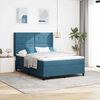 vidaXL LED Box Spring Bed with Mattress Blue 55.1" x 74.8" Velvet