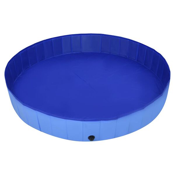 vidaXL Dog Swimming Pool Blue PVC 118.1 x 15.7 in Collapsible