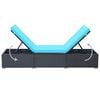 vidaXL Sunlounger Black and Blue PE Rattan, Powder-Coated Steel, Polyester