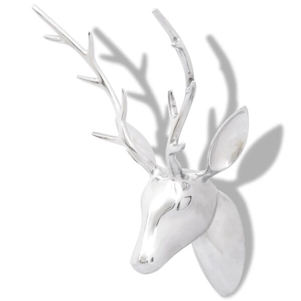 vidaXL Deer Head Decoration Silver Aluminum Large Deer Head Decoration