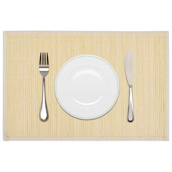 vidaXL Placemat Natural Bamboo, Polyester 11.8 x 17.7 in Non-slip