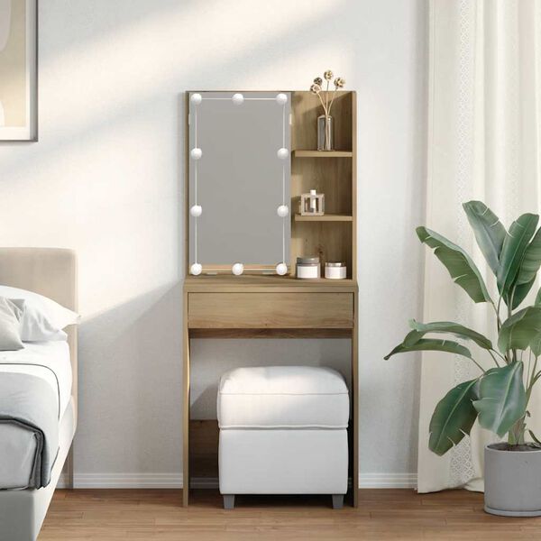 vidaXL Dressing Table Artisan Oak Engineered Wood, Mirror Dressing Table