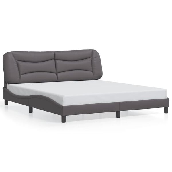 vidaXL Bed Frame without Mattress "Hvar" Gray 70.9"x78.7" Faux Leather