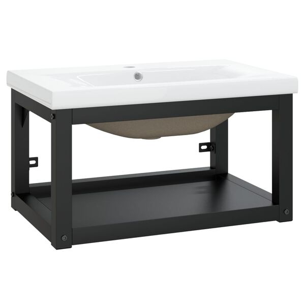vidaXL Washbasin Frame With Basin Black frame, White basin