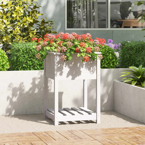 vidaXL Planter White Solid pine wood 21.3x21.3x31.9 in Planter Square