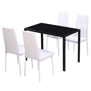 vidaXL Dining Table And Chair Set of 4 Black and White