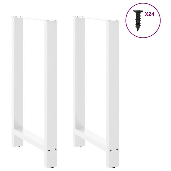 vidaXL Coffee Table Leg Set of 2 White Powder-coated steel Medium