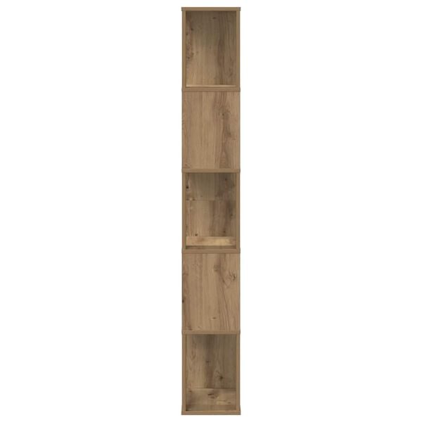 vidaXL Bookcase 5-Tier Artisian Oak 17.7x9.3x64.0" Engineered Wood