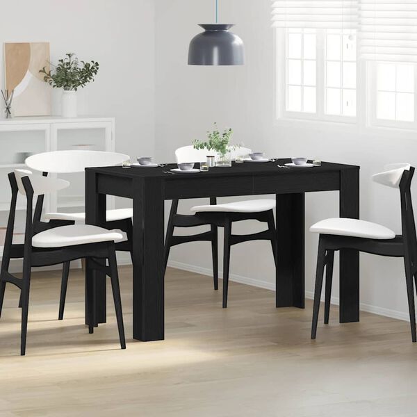 vidaXL Dining Table Black oak Engineered wood Medium Durable