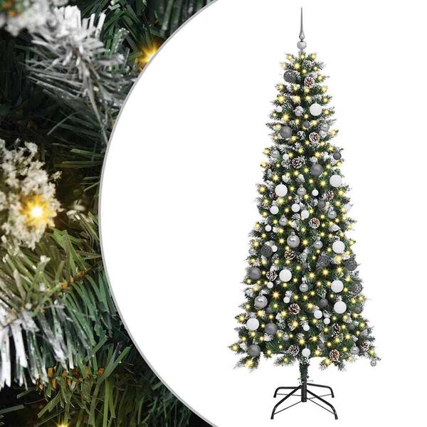 vidaXL Artificial Christmas Tree with 300 LEDs Green 82.68 in