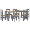 vidaXL Dining Set Grey Solid Pine Wood with a Honey Wax Finish Large