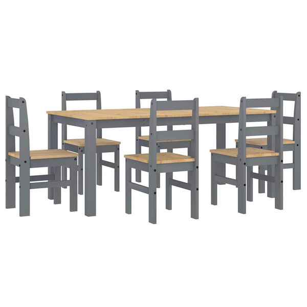 vidaXL Dining Set Grey Solid Pine Wood with a Honey Wax Finish Large