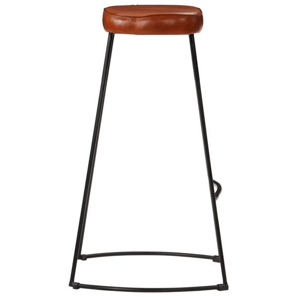vidaXL Bar Stool Set of 2 Brown Powder-coated Iron, Faux Leather Medium