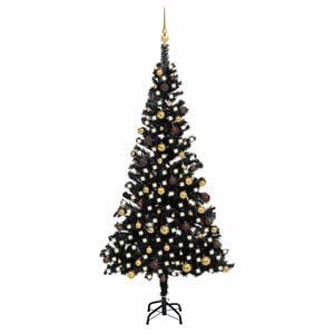 vidaXL Artificial Pre-lit Christmas Tree with Ball Set Black 82.7" PVC