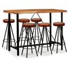 vidaXL Bar Set 7 Pieces Solid Acacia Wood, Genuine Leather & Canvas