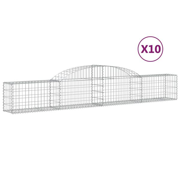 vidaXL Gabion Basket Set of 10 Silver Galvanized iron