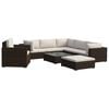 vidaXL 8 Piece Patio Lounge Set with Cushions Poly Rattan Brown