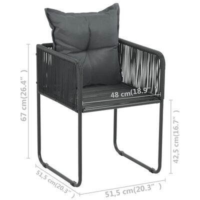 vidaXL Patio Chairs 6 pcs with Pillows Poly Rattan Black