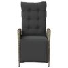 vidaXL Reclining Garden Chair Grey PE rattan, powder-coated steel, polyester