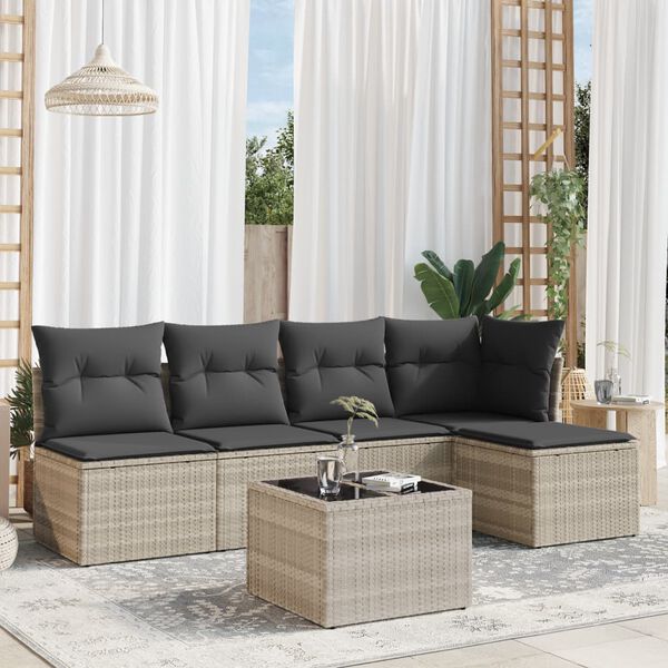 vidaXL Garden Sofa Set Light grey, Dark grey