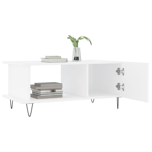 vidaXL Coffee Table White Engineered wood, Iron 35.4 x 19.7 x 15.7 in