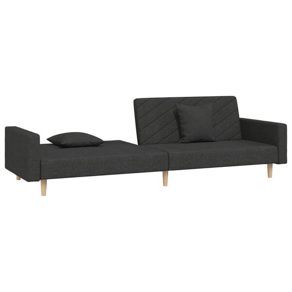 vidaXL Sofa Bed Black Fabric (100% polyester), wood, plastic 2-seater