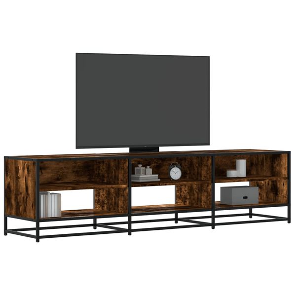vidaXL TV Cabinet Smoked Oak Engineered Wood, Metal Large TV Cabinet