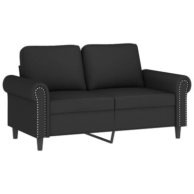 Black loveseat with cushions and studded arms