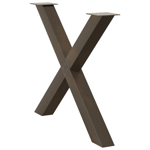 vidaXL Dining Table Legs X-Shaped 3 pcs Natural Steel 35.4x(28.3-28.7)" Steel