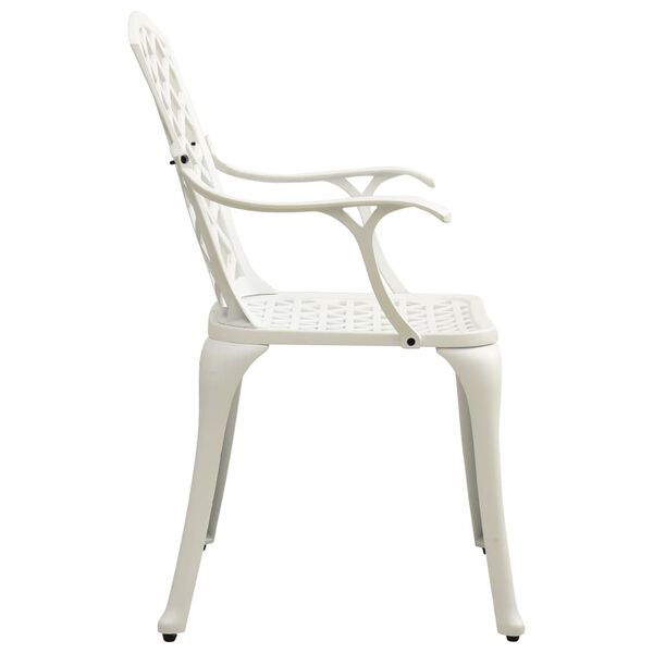 vidaXL Garden Chair Set of 4 White Cast Aluminum Standard Durable