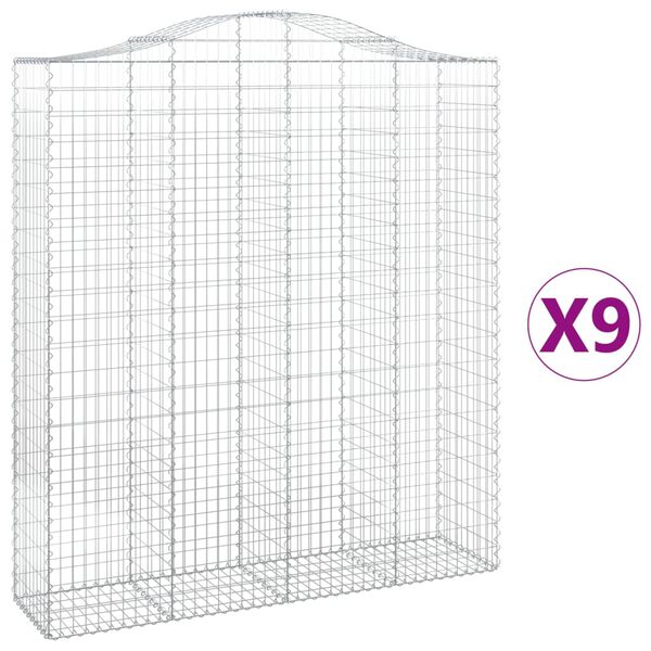 vidaXL Gabion Basket Set of 9 Silver Galvanized iron Large Durable