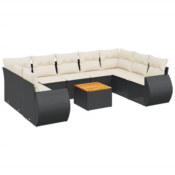 vidaXL Garden Sofa Set Black PE Rattan Large Modular Garden Sofa Set