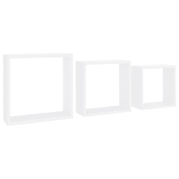 vidaXL Wall Cube Shelf Set of 3 White MDF Small Wall Cube Shelf