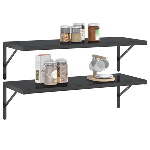 vidaXL Wall Shelf Black Stainless steel with black coating Medium