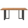 vidaXL Dining Table Light Brown Solid Oak Wood, Powder-Coated Steel Large