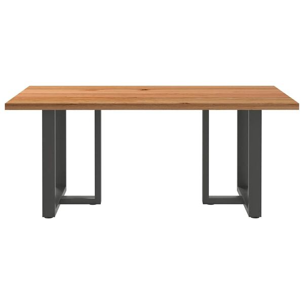 vidaXL Dining Table Light Brown Solid Oak Wood, Powder-Coated Steel Large