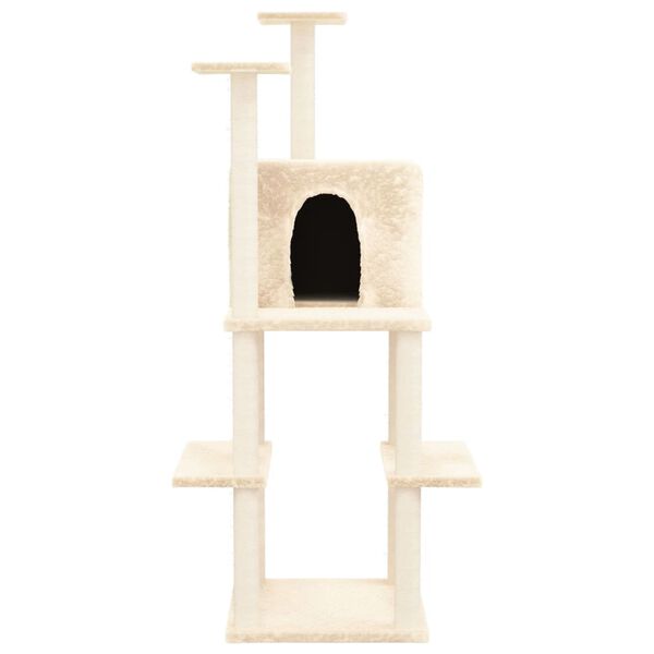 vidaXL Cat Tree Cream Engineered wood, plush, sisal Medium Modern