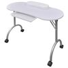 vidaXL Folding Manicure Nail Table with Castors White