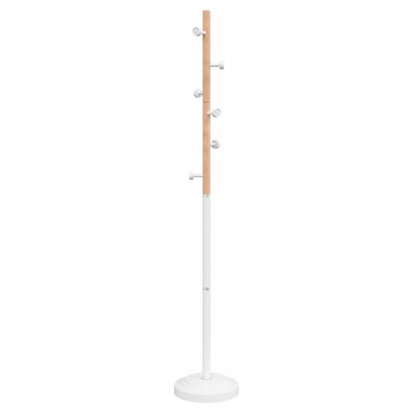 vidaXL Coat Stand White Powder-coated iron, solid beech wood