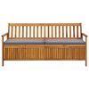 vidaXL Patio Storage Bench with Cushion 66.9" Solid Acacia Wood