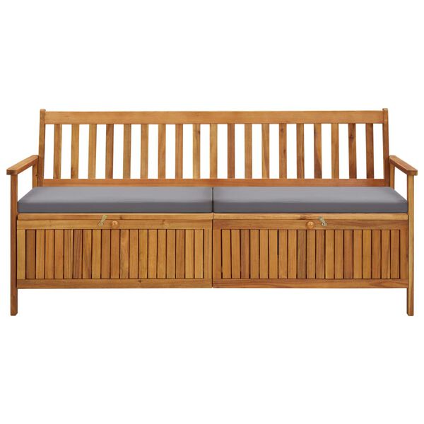 vidaXL Patio Storage Bench with Cushion 66.9" Solid Acacia Wood