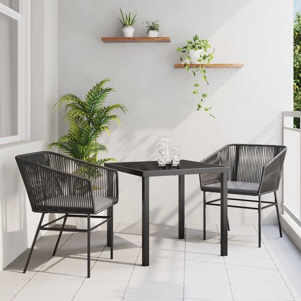 vidaXL Garden Dining Set 7 pcs Gray Poly rattan