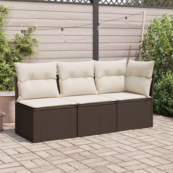 vidaXL Garden Sofa Brown, Cream White