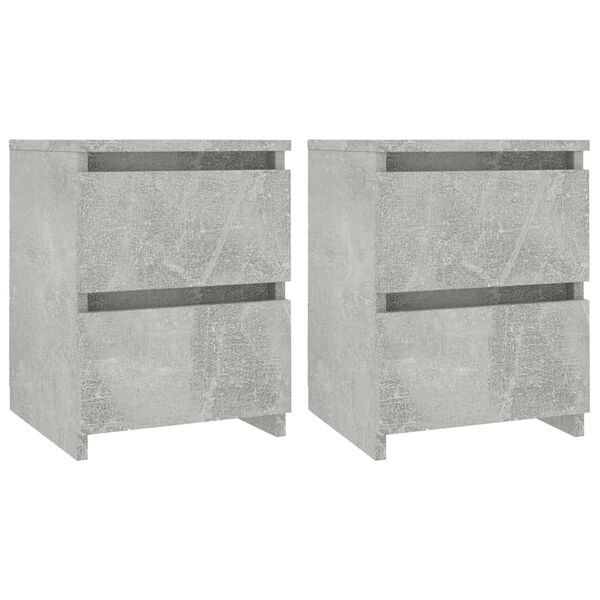 vidaXL Bedside Cabinet Set of 2 Concrete Grey Engineered Wood Small