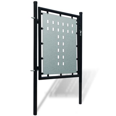vidaXL Black Single Door Fence Gate 39.4"x49.2"